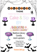 Load image into Gallery viewer, Cake & Sip Halloween Theme October 3rd 2025